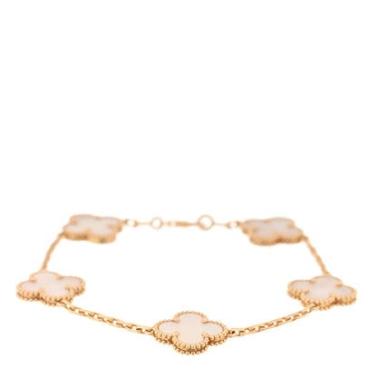 Van Cleef & Arpels 18K Yellow Gold Mother of Pearl 5 Motifs Vintage Alhambra Bracelet 1 of 4
