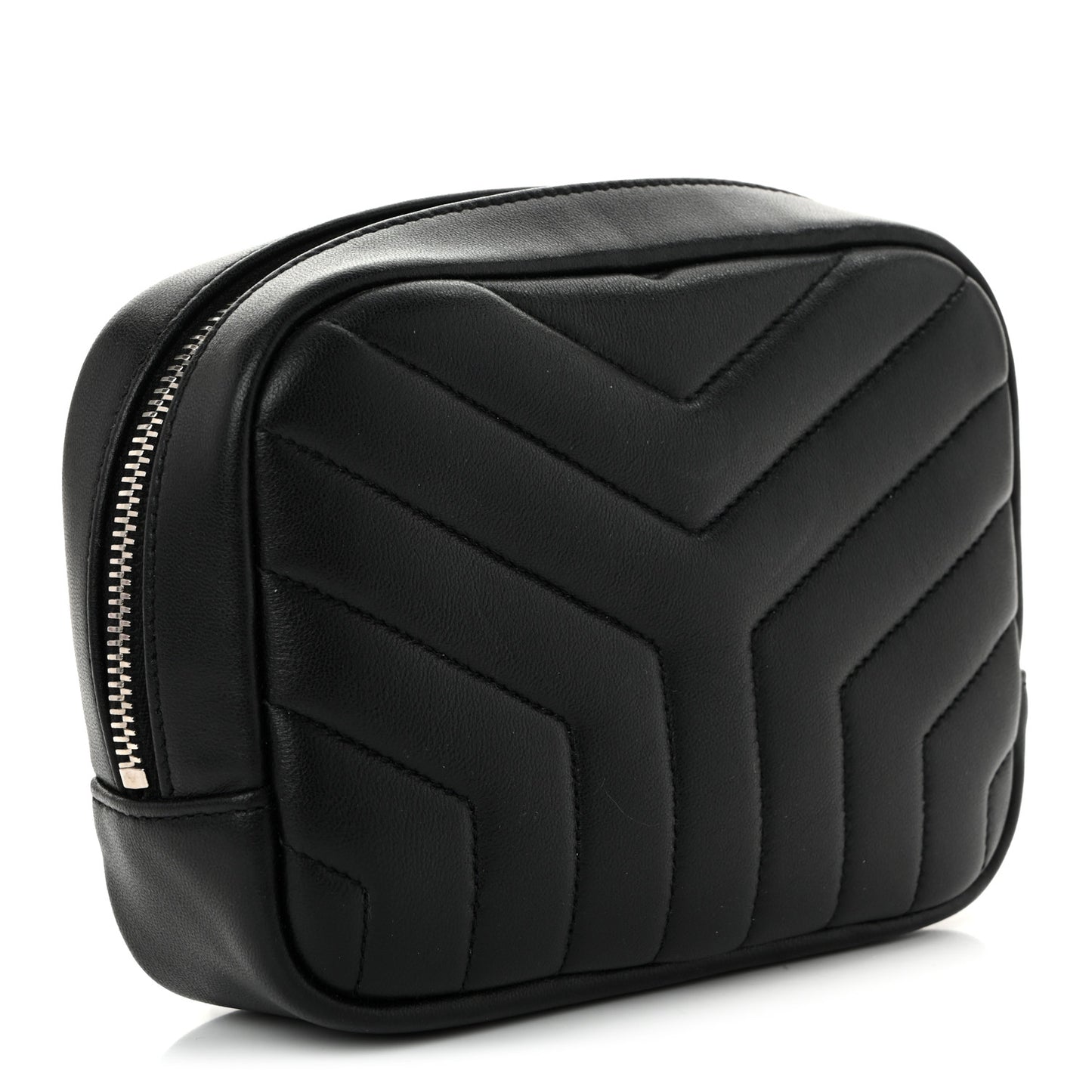 Lambskin Y Quilted Monogram Loulou Cosmetic Case Black