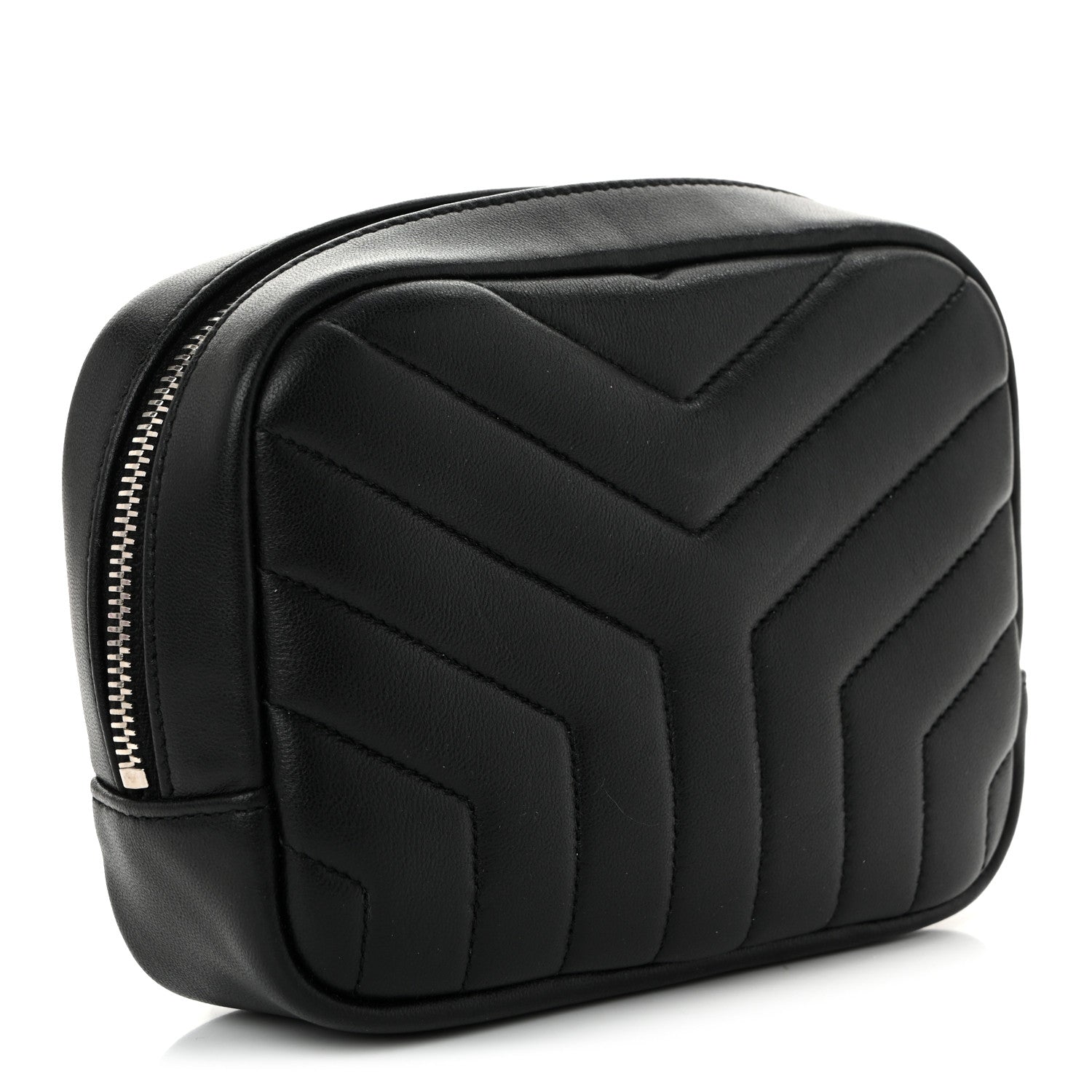 Saint Laurent Lambskin Y Quilted Monogram Loulou Cosmetic Case Black 3 of 9