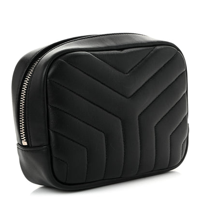 Saint Laurent Lambskin Y Quilted Monogram Loulou Cosmetic Case Black 3 of 9