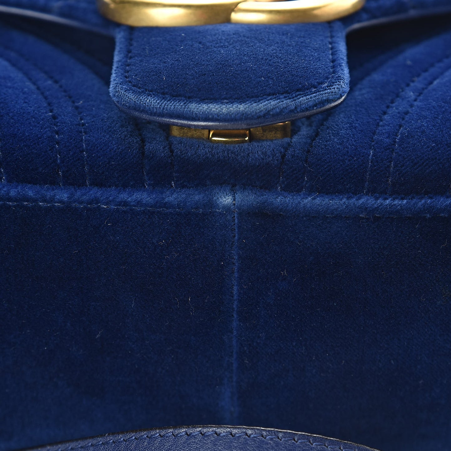 Velvet Matelasse Small GG Marmont Shoulder Bag Cobalt Blue