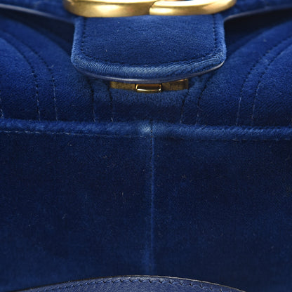 Gucci Velvet Matelasse Small GG Marmont Shoulder Bag Cobalt Blue 12 of 13