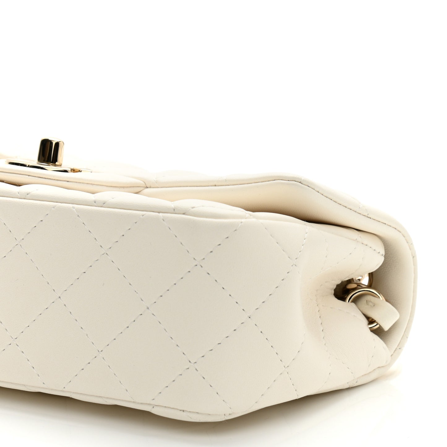 Lambskin Quilted Mini Rectangular Flap White