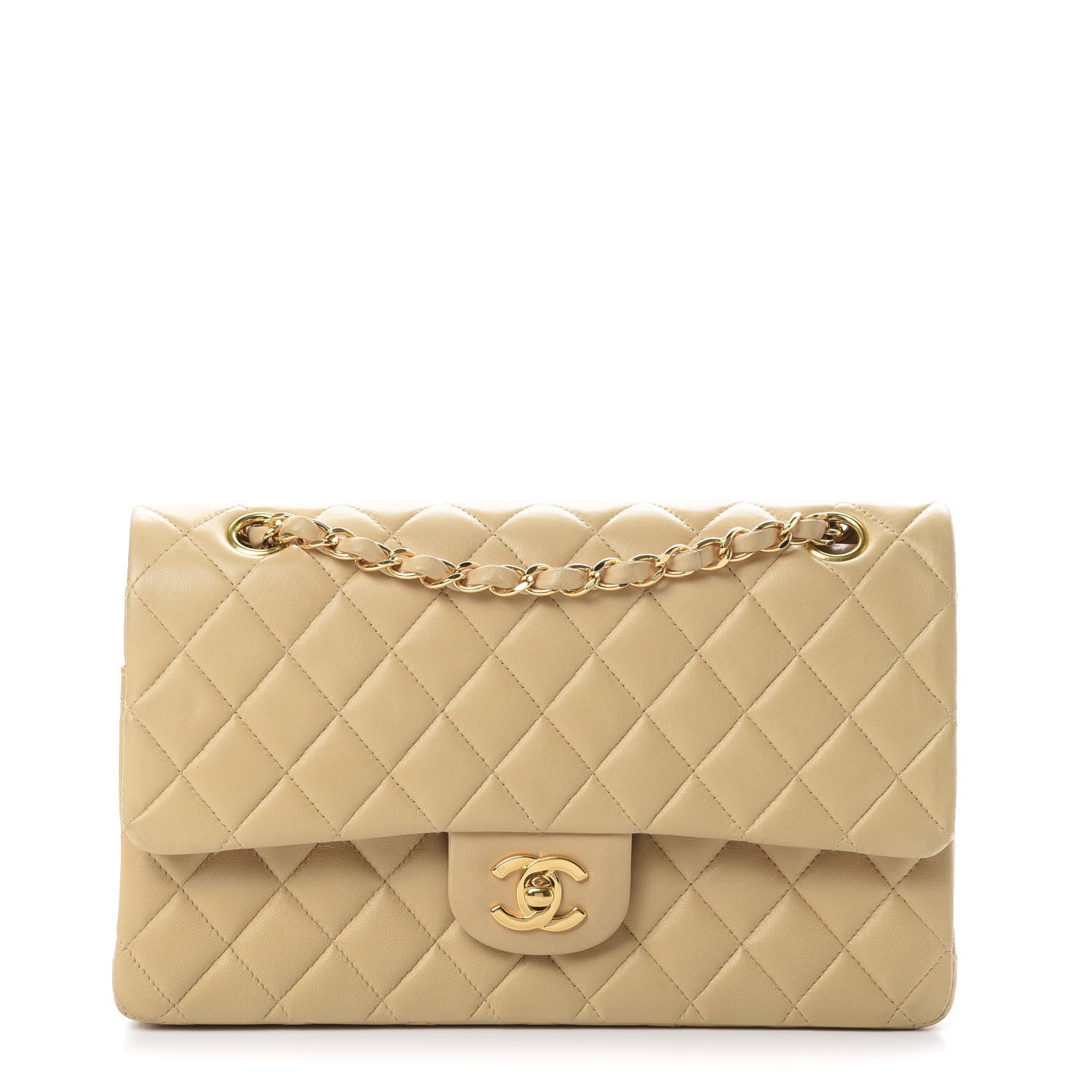Chanel Lambskin Quilted Medium Double Flap Beige 1 of 16