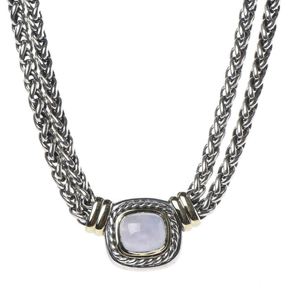 David Yurman Sterling Silver 14K Yellow Gold Chalcedony Double Wheat Chain Necklace 1 of 5