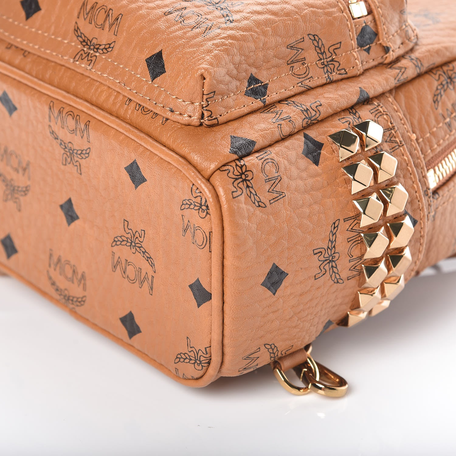 MCM Visetos Side Stud X-Mini Stark Backpack Cognac 6 of 9