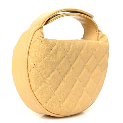 Chanel Caviar Quilted Polly Pocket Pouch Hobo Yellow 3 of 11