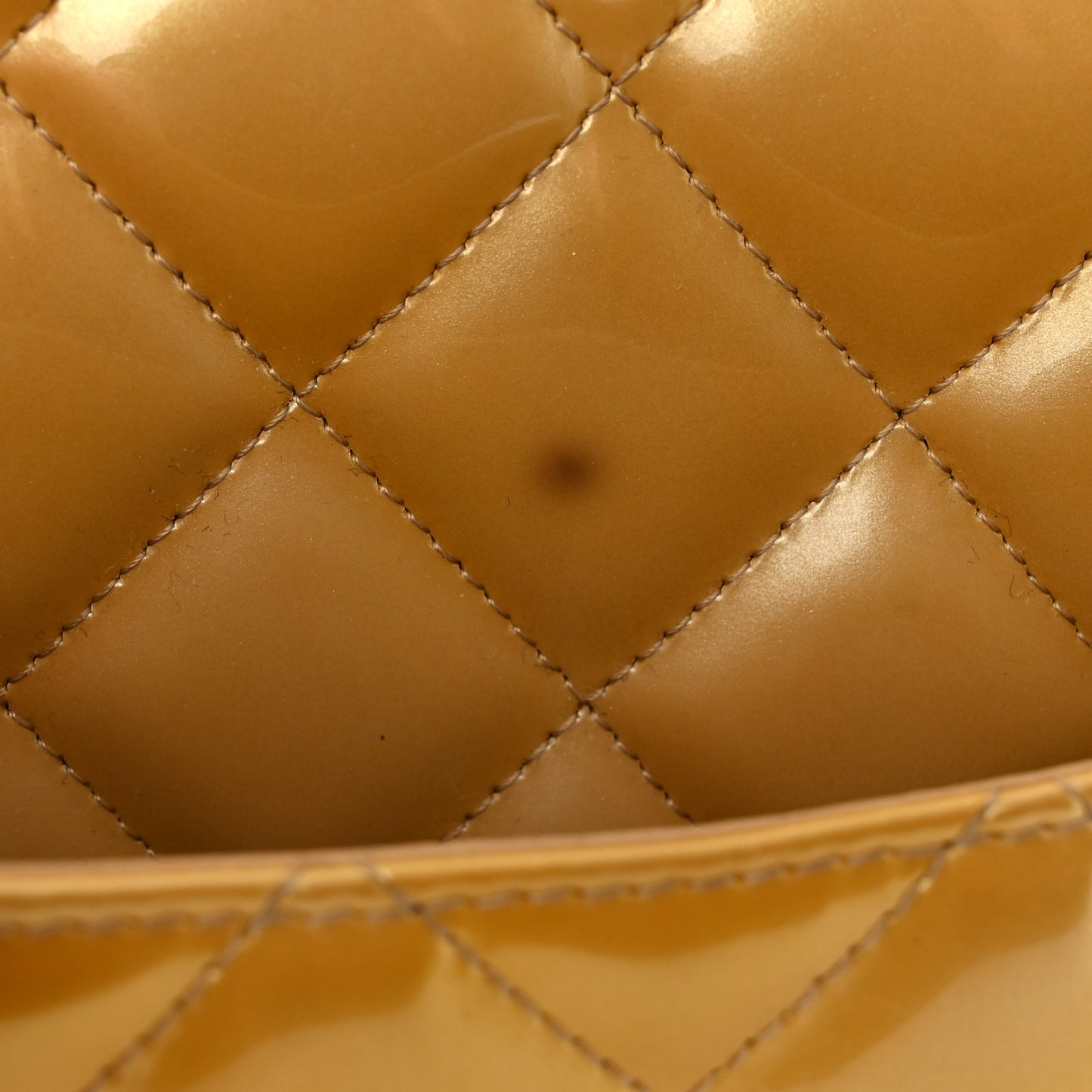 Metallic Patent Quilted Maxi Single Flap Beige