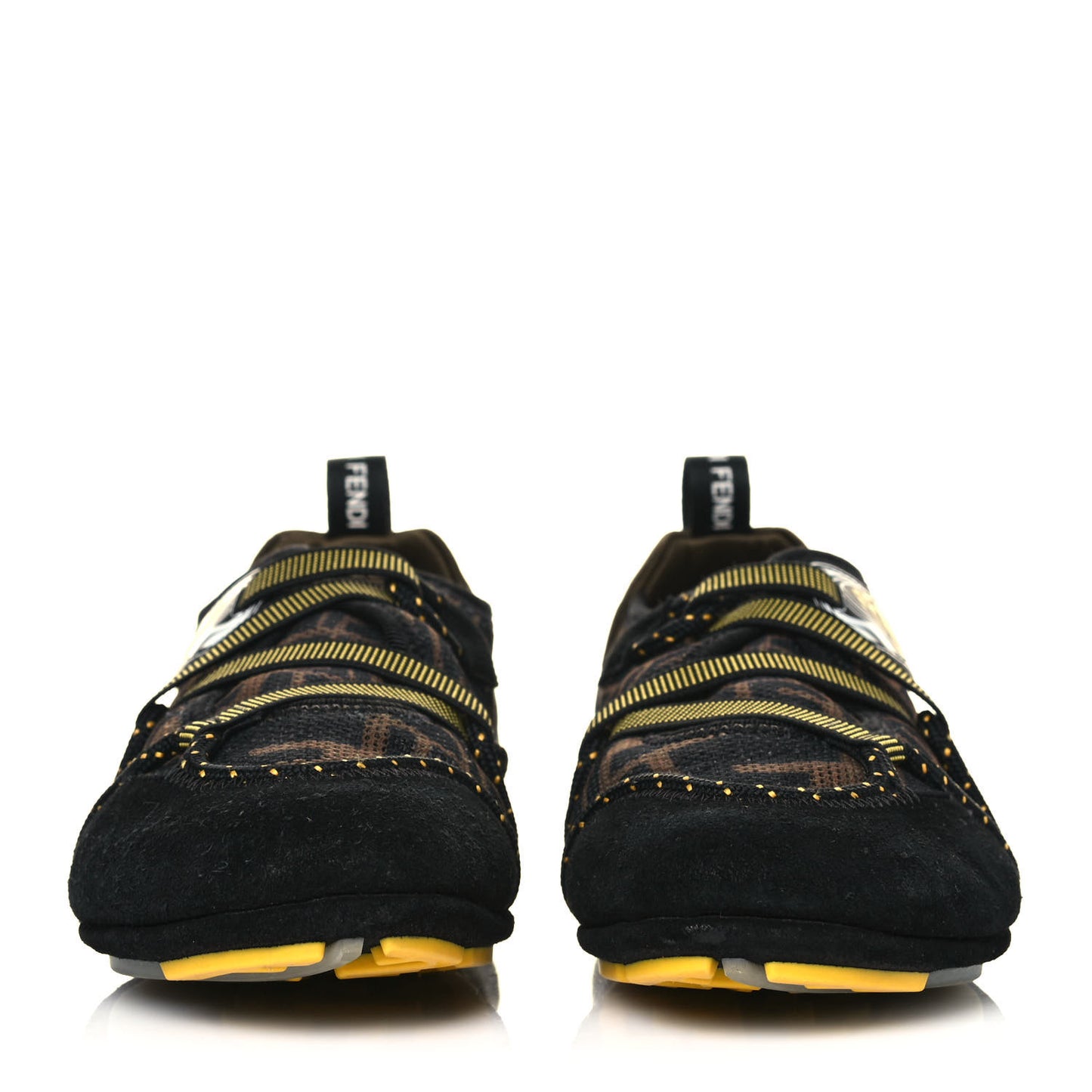 X SARAH COLEMAN Suede Mesh Satin FF Vertigo Womens Flex Sneakers 36 Black Tobacco Moro