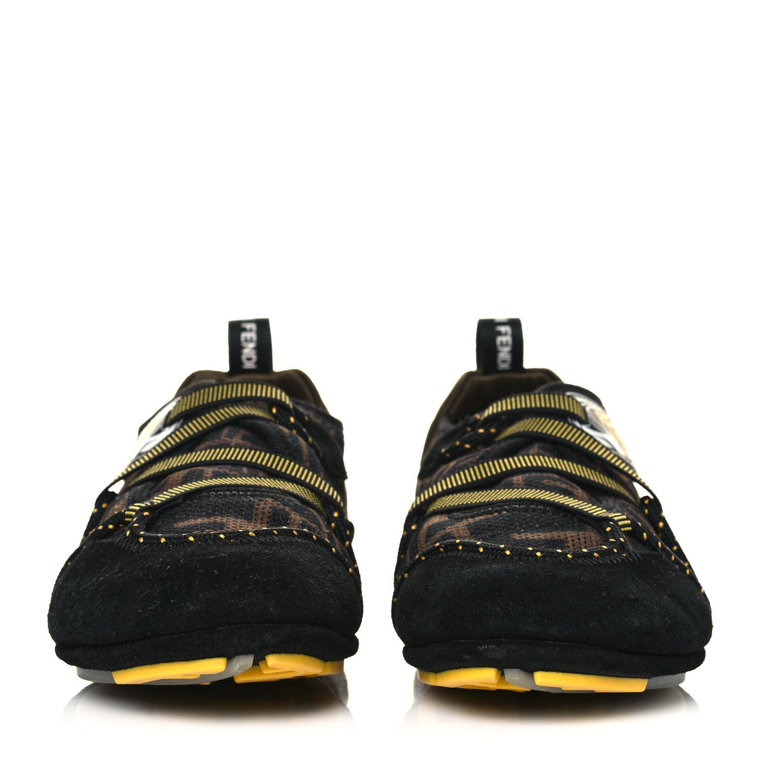Fendi X SARAH COLEMAN Suede Mesh Satin FF Vertigo Womens Flex Sneakers 36 Black Tobacco Moro 2 of 7