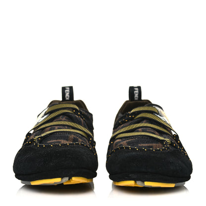 Fendi X SARAH COLEMAN Suede Mesh Satin FF Vertigo Womens Flex Sneakers 36 Black Tobacco Moro 2 of 7