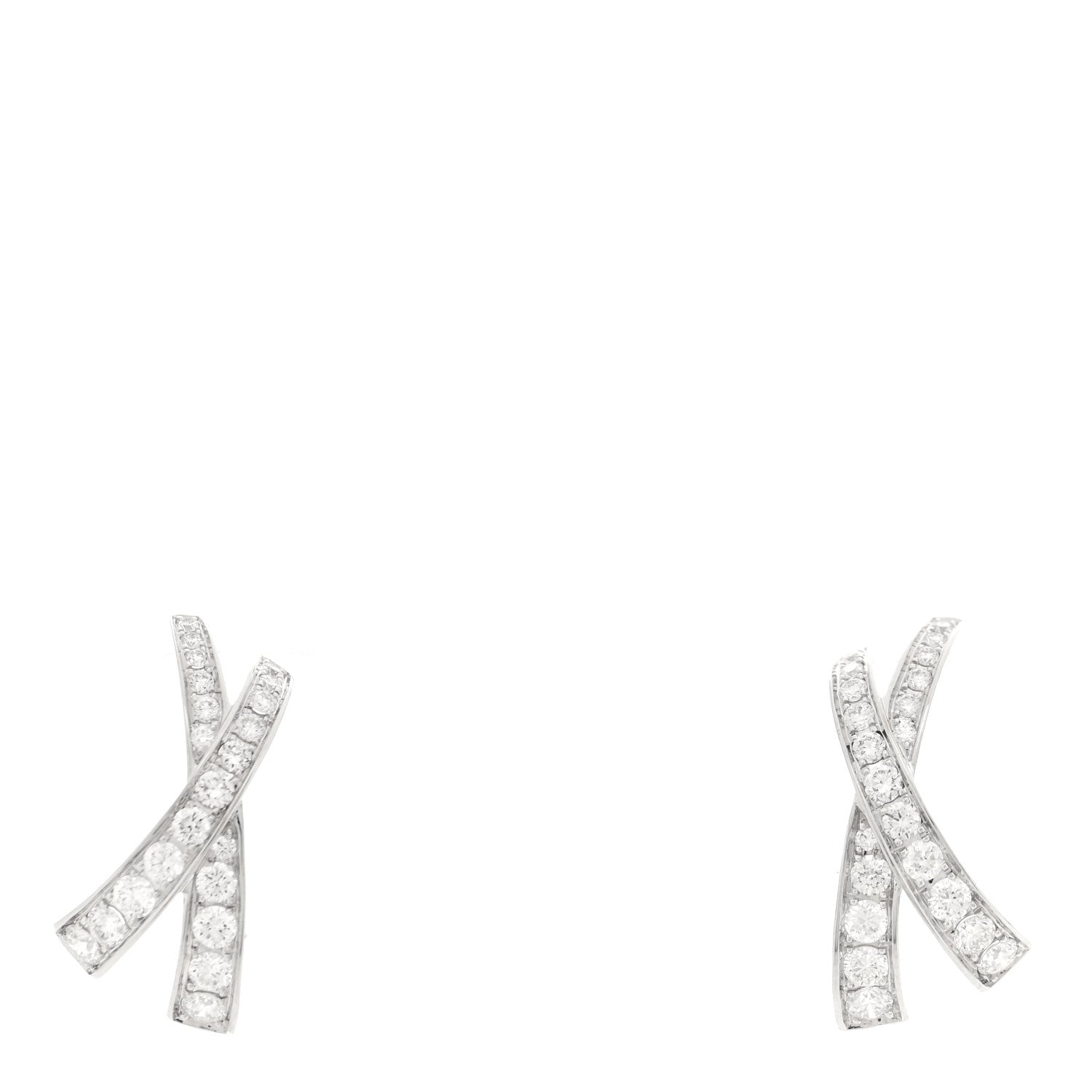 Graff 18K White Gold Diamond Pave Kiss Stud Earrings 1 of 4