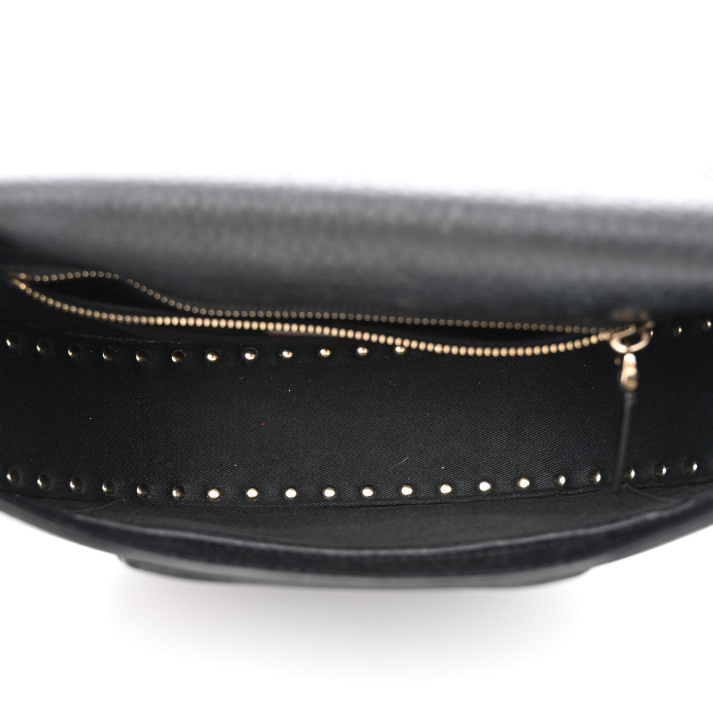 Grained Calfskin Rockstud Saddle Bag Black