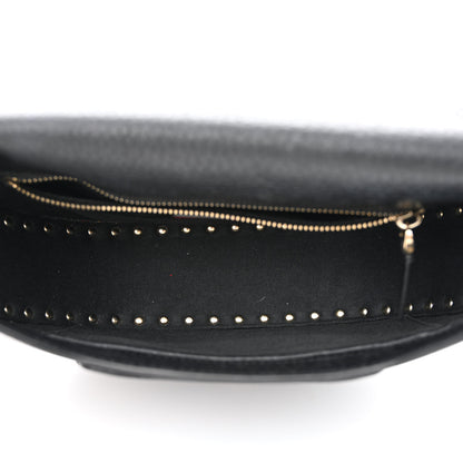 Valentino Garavani Grained Calfskin Rockstud Saddle Bag Black 5 of 12