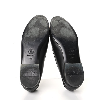 Chanel Lambskin CC Cap Toe Ballerina Flats 37.5 Black Beige 5 of 12