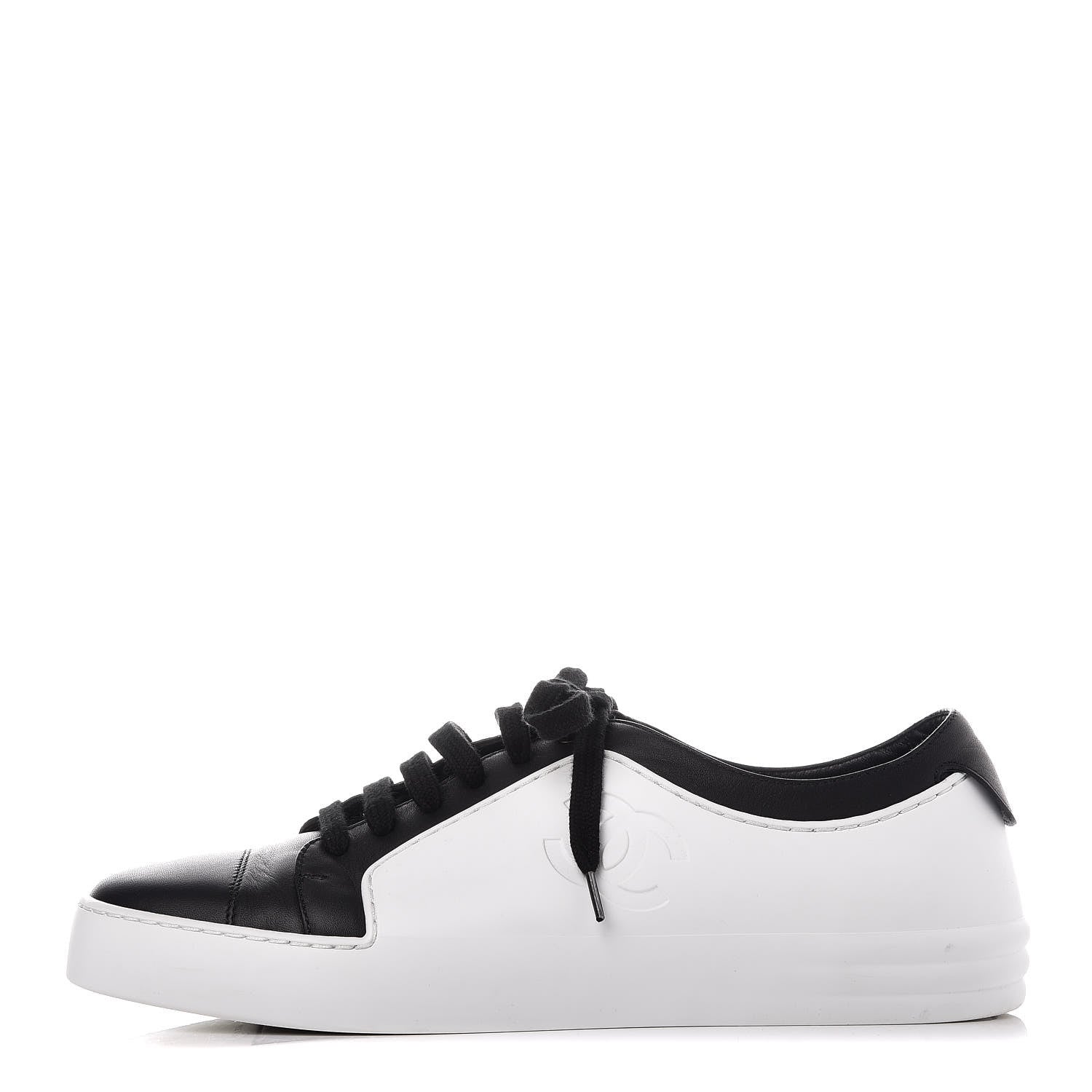 Chanel Calfskin Gum Womens CC Sneakers 41 Black White 1 of 14