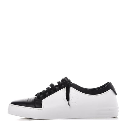 Chanel Calfskin Gum Womens CC Sneakers 41 Black White 1 of 14