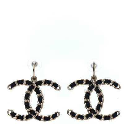 Chanel CC Chain Earrings Light Gold Black 1 of 4