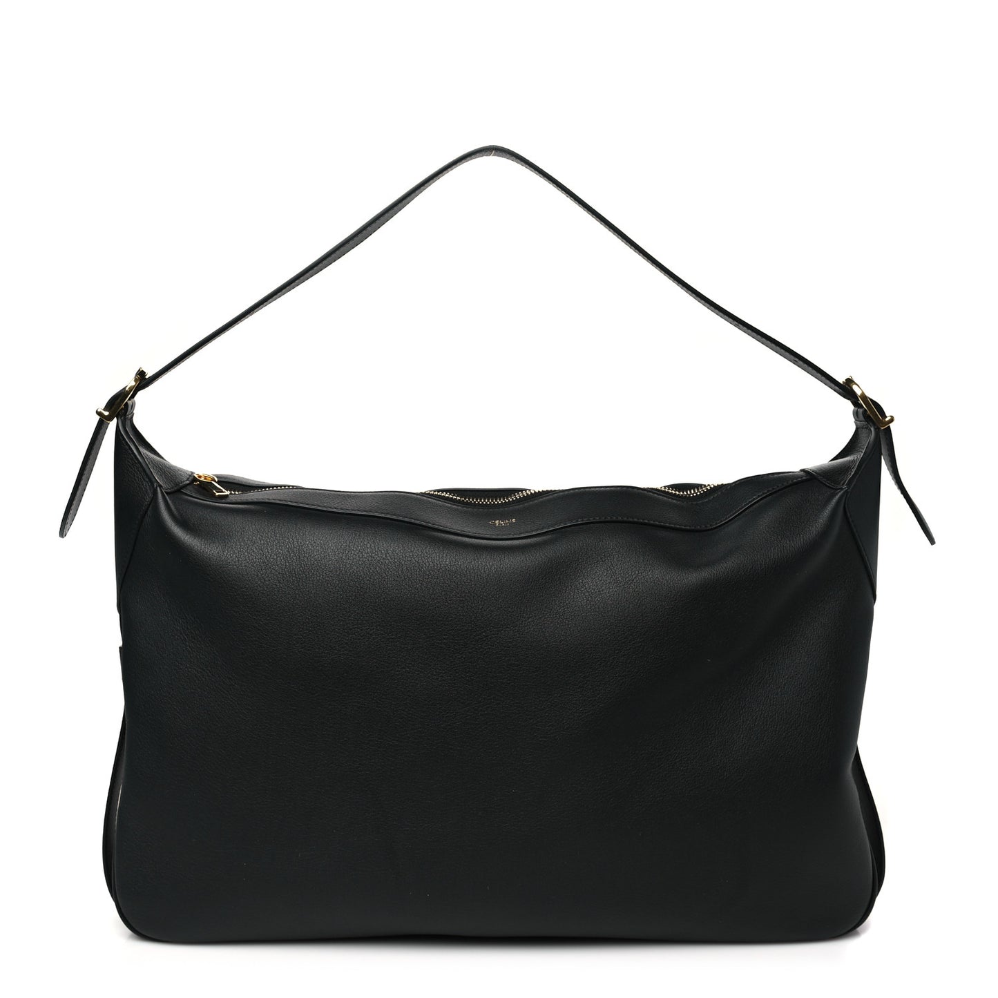 Supple Calfskin Large Romy Shoulder Bag Black