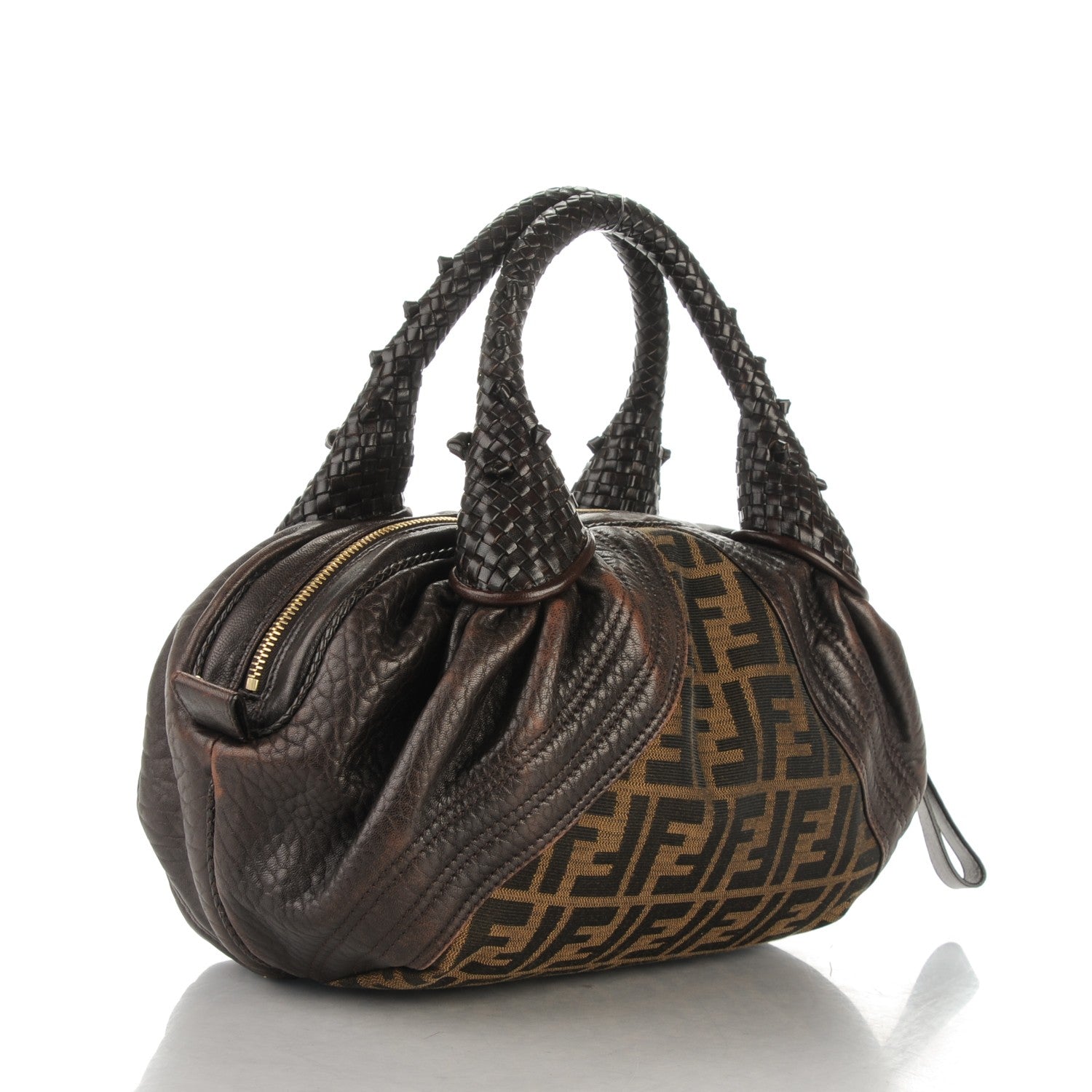 Fendi Zucca Nappa Nuvolata Vitello Tortuga Spy Bowler Tobacco Moro 3 of 7