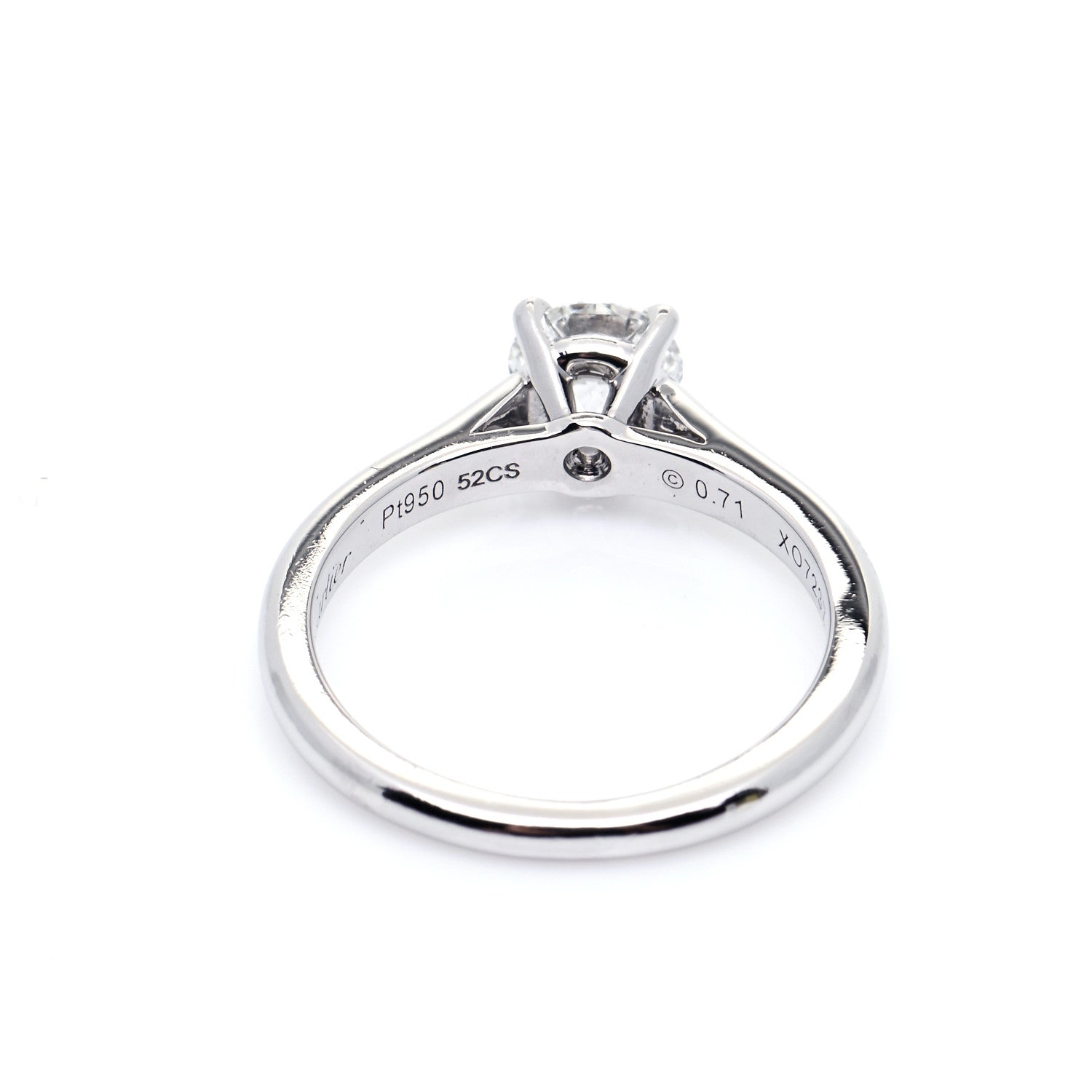Cartier Platinum Diamond .71ct Solitaire 1895 Engagement Ring 52 6 5 of 10