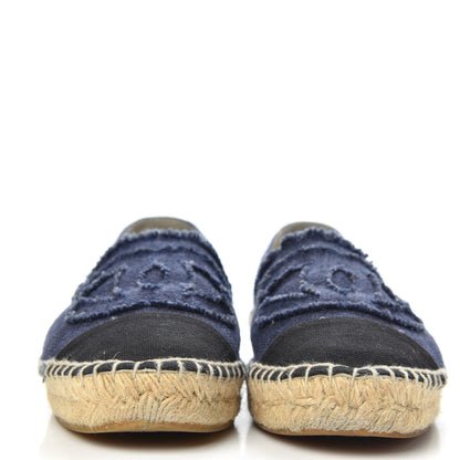 Chanel Linen CC Espadrilles 38 Blue Black 2 of 10