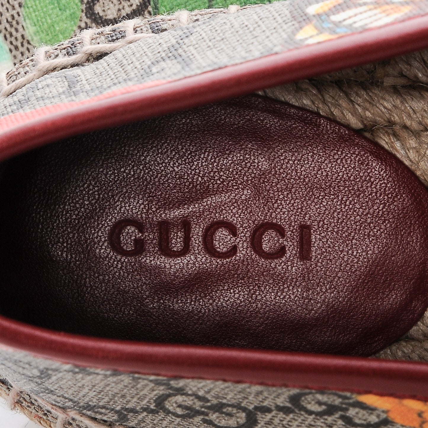 GG Supreme Monogram Tian Womens Espadrilles 40 Beige Multicolor Red