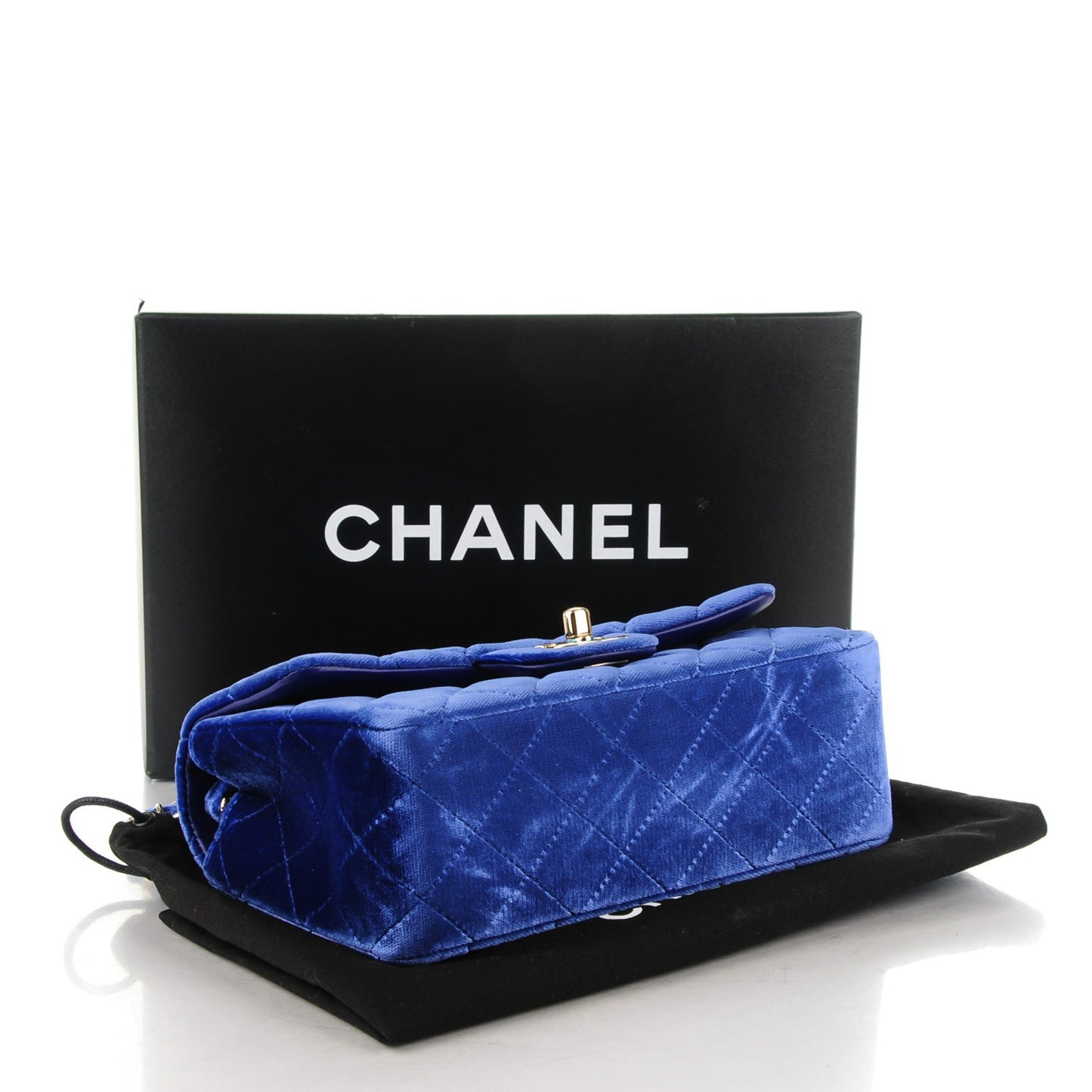 Velvet Quilted Mini Rectangular Flap Blue