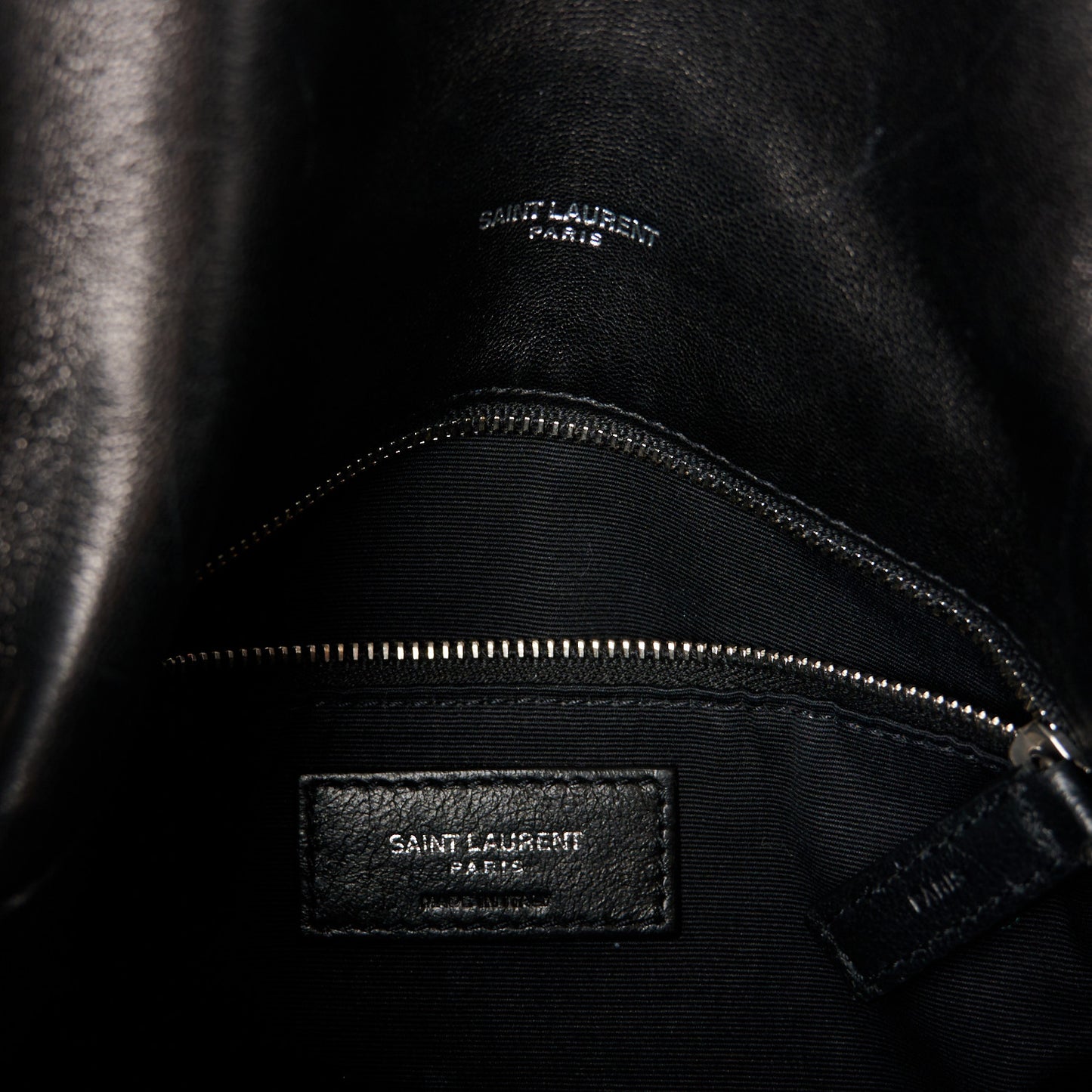 Lambskin Quilted Small Loulou Puffer Monogram Chain Satchel Black