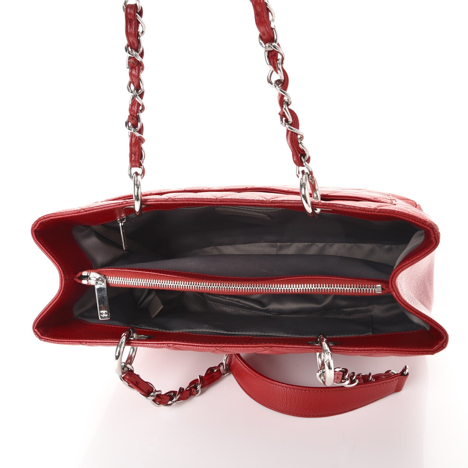 Chanel Caviar Quilted Grand Shopping Tote GST Red 5 of 13