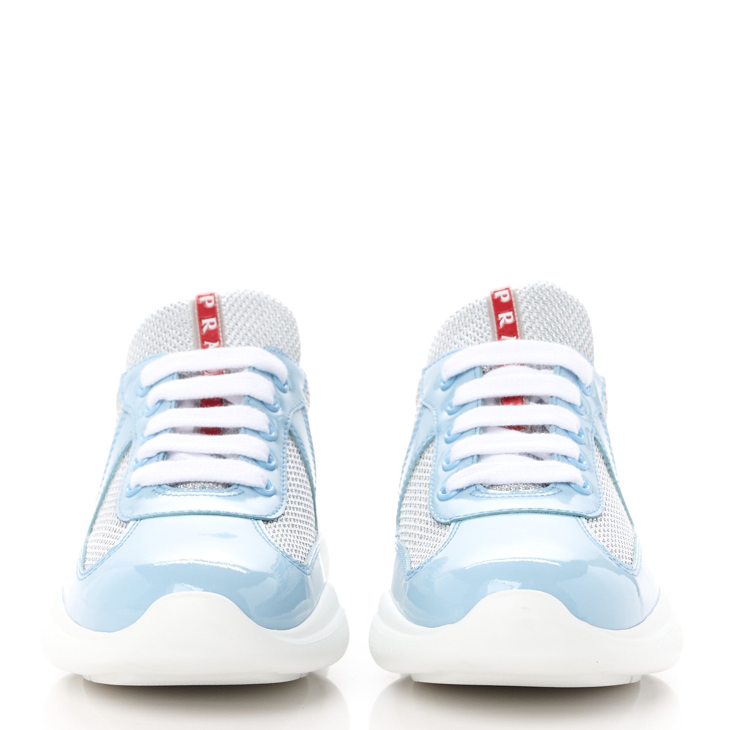 Prada Patent America's Cup Patchwork Sneakers 35 Celeste 2 of 9