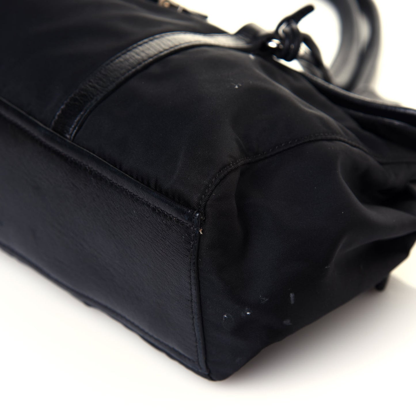 Tessuto Nylon Nappa Foldover Pushlock Satchel Black
