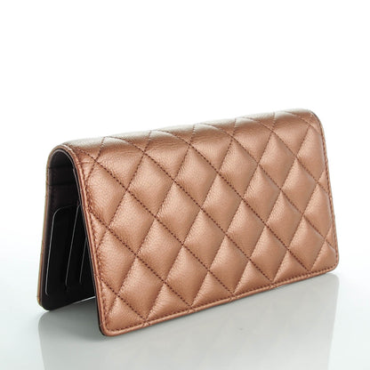 Chanel Iridescent Goatskin Quilted Yen Wallet Copper 3 of 8