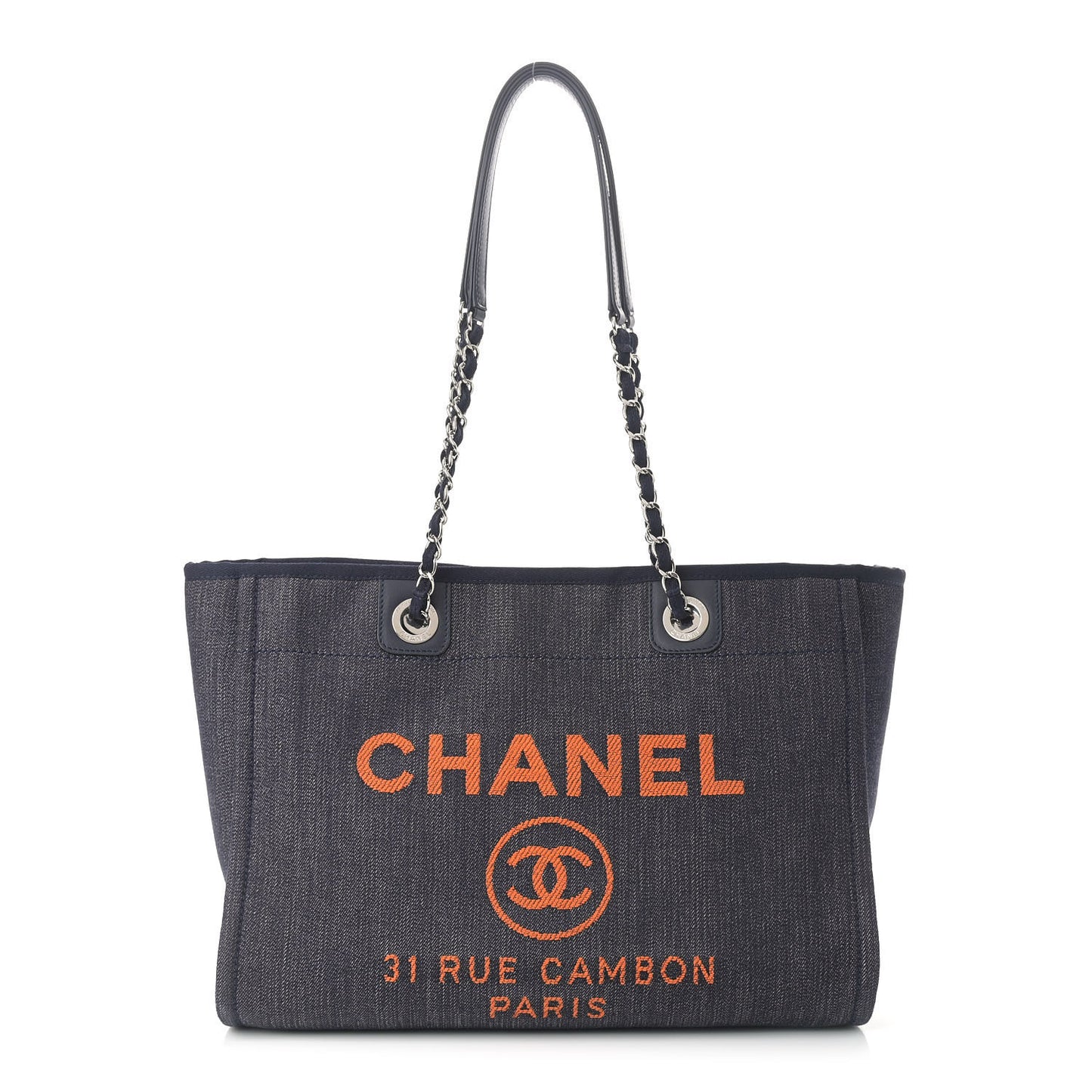 Denim Small Deauville Tote Blue Orange