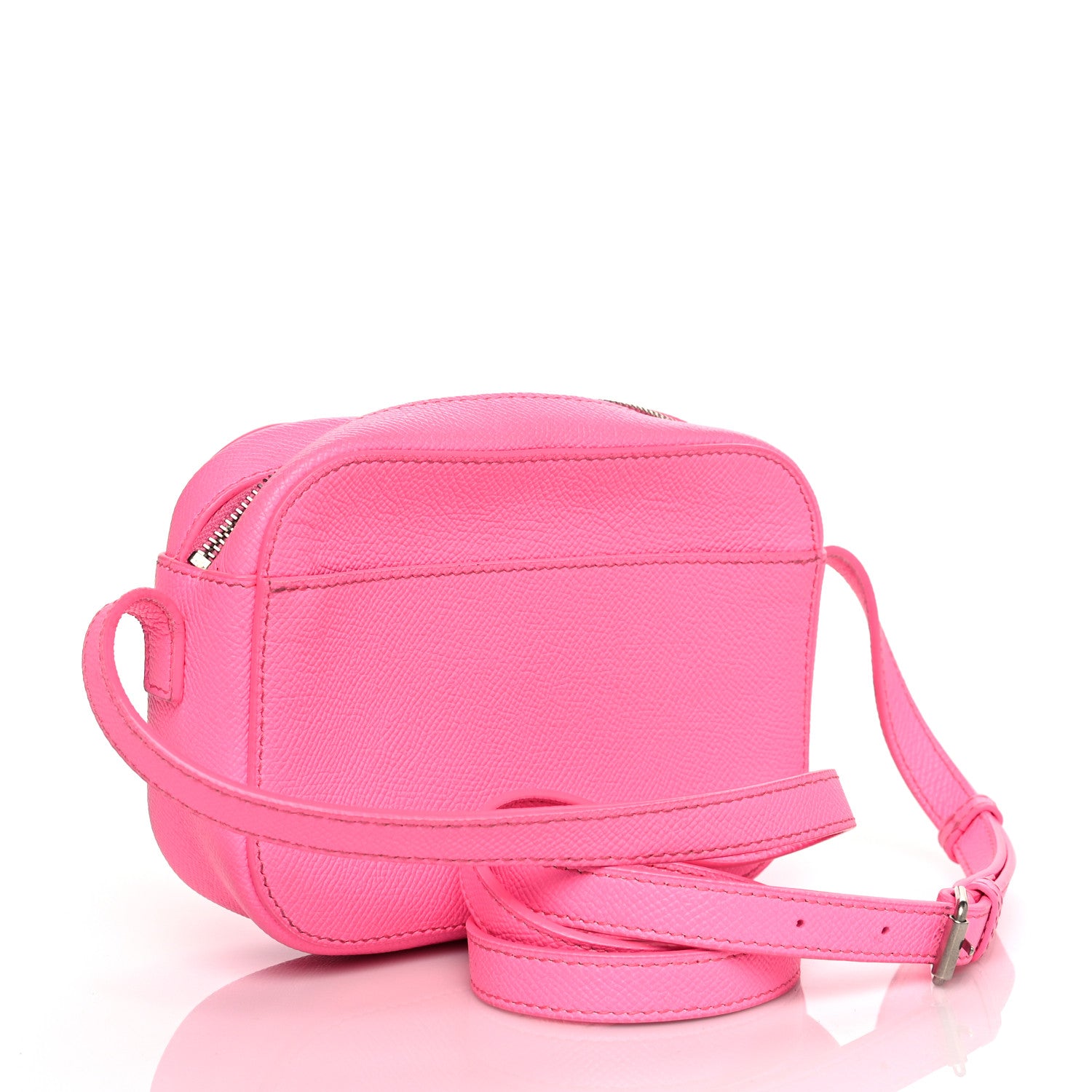 Balenciaga Grained Calfskin Logo XS Ville Camera Bag Acid Pink Black 3 of 9