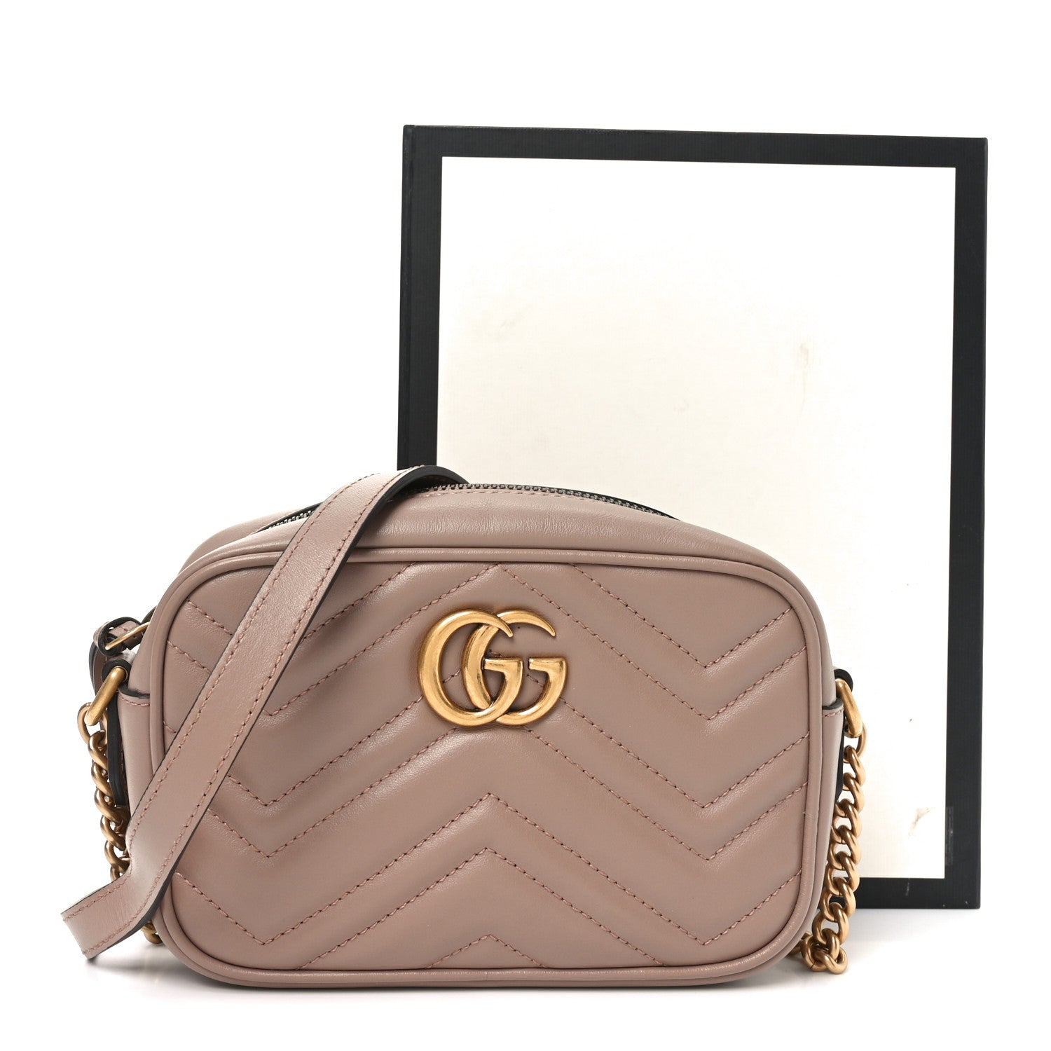 Gucci Calfskin Matelasse Mini GG Marmont Chain Shoulder Bag Porcelain Rose 11 of 11