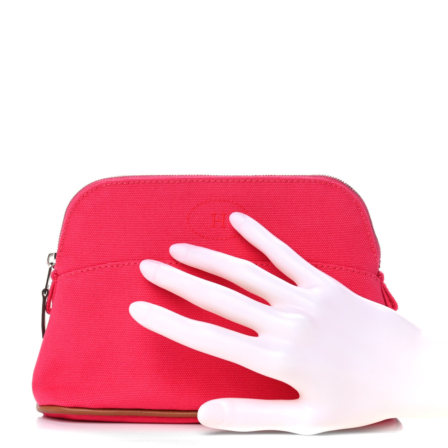 Hermes Cotton Canvas Mini Bolide Travel Cosmetic Pouch Hibiscus 2 of 11
