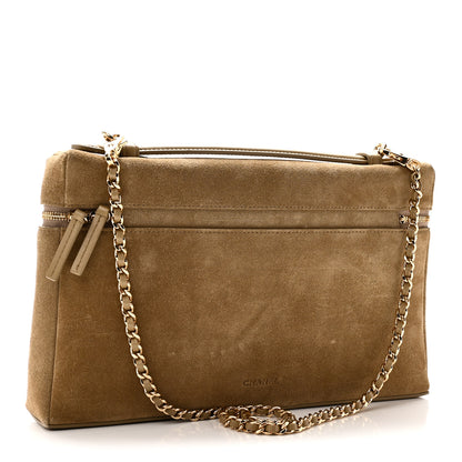 Chanel Suede Calfskin Large Trapeze Large Top Handle Slim Vanity With Chain Beige 3 of 10