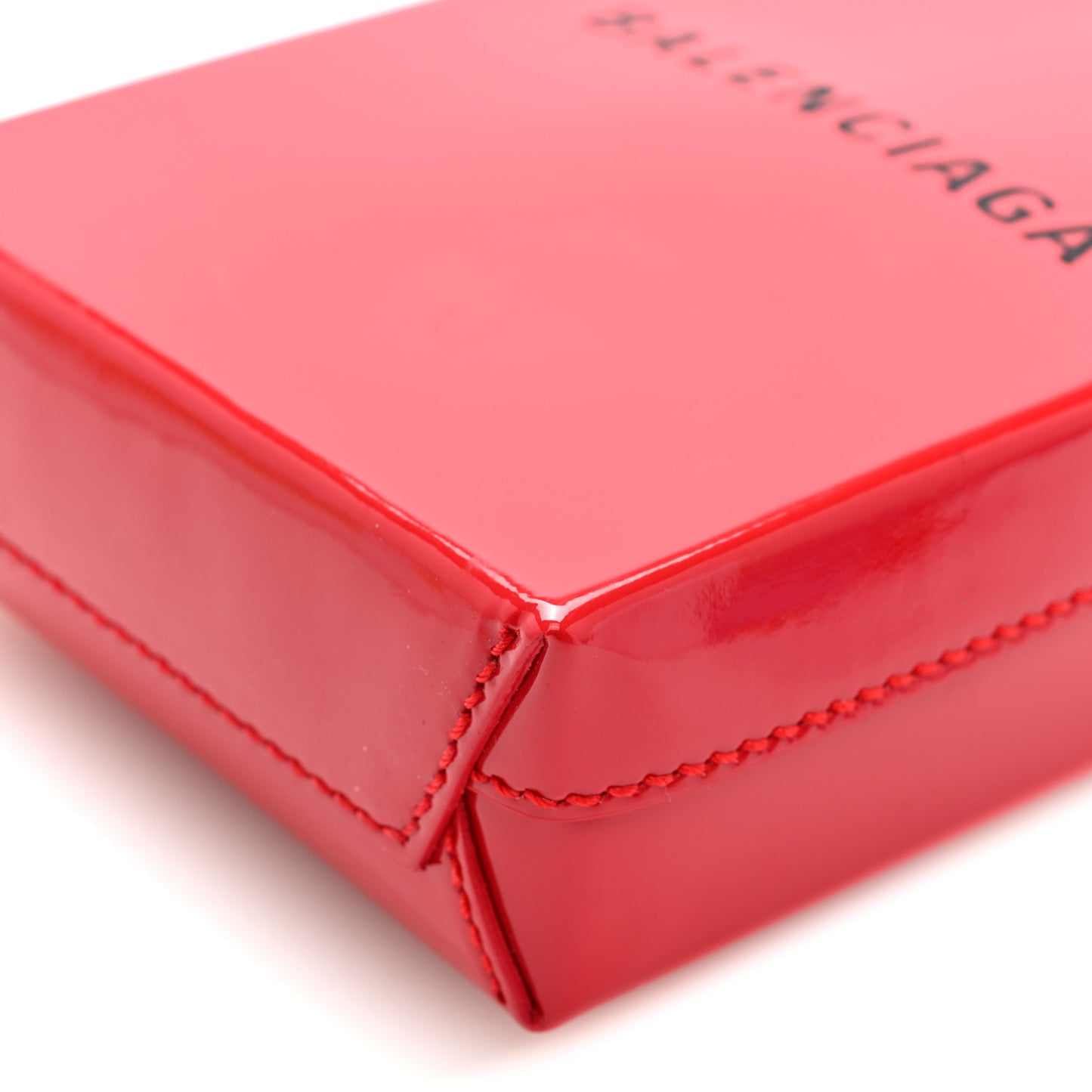 Patent Calfskin Logo Shopping Phone Holder Bag Bright Red