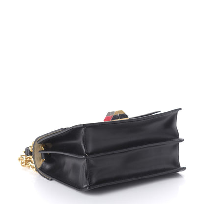 Fendi Vitello Liberty Bi-Color FF 1974 Embossed Small Kan I Shoulder Bag Black Maya 4 of 12
