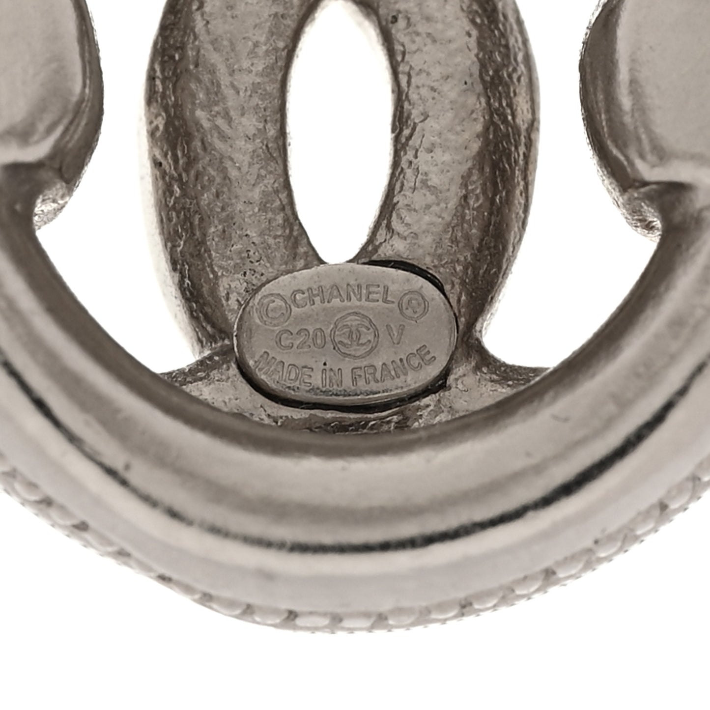 Metal Crystal CC Ring Silver