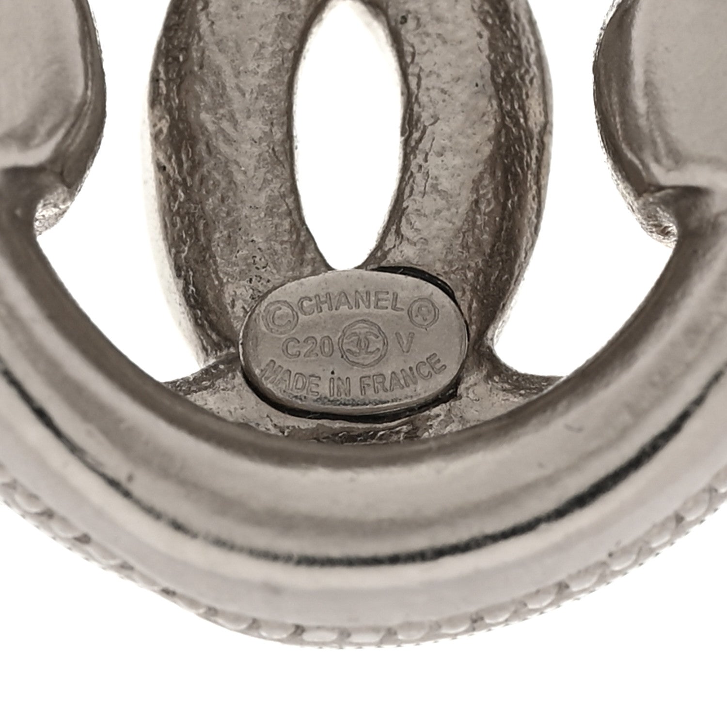 Chanel Metal Crystal CC Ring Silver 4 of 5