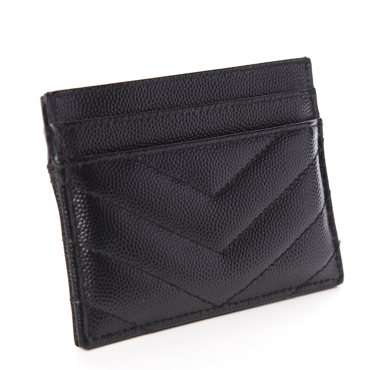 Grain De Poudre Matelasse Chevron Monogram Credit Card Case Black