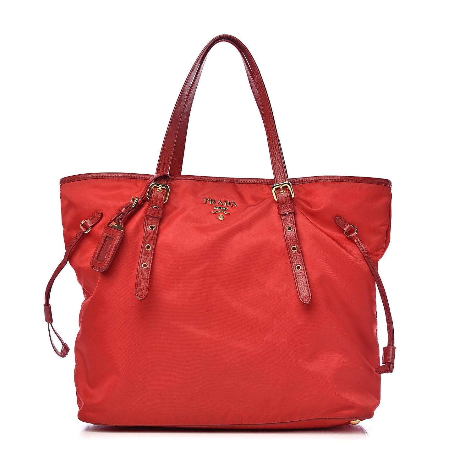Tessuto Nylon Saffiano Tote Rosso
