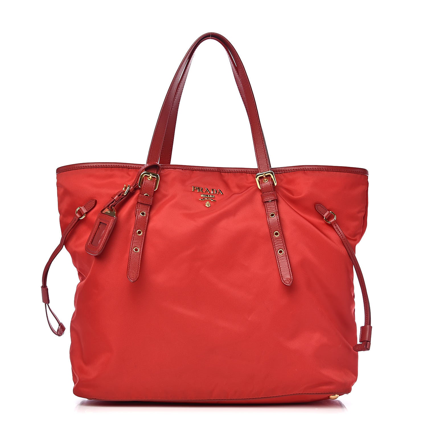 Prada Tessuto Nylon Saffiano Tote Rosso 1 of 12