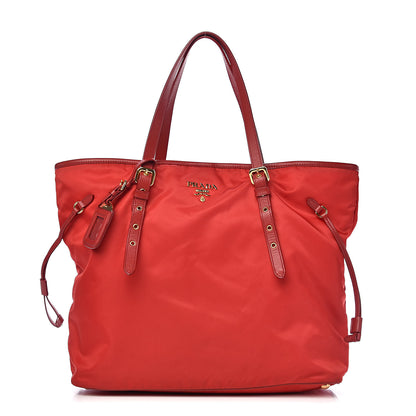 Prada Tessuto Nylon Saffiano Tote Rosso 1 of 12