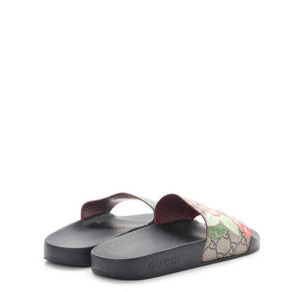 Gucci GG Supreme Monogram Tian Print Slide Sandals 35 36 Black Ebony Multicolor 5 of 19