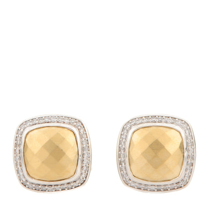David Yurman Sterling Silver Pave Diamond 18K Yellow Gold 11mm Albion Earrings 1 of 4