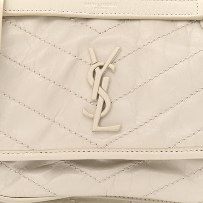 Saint Laurent Crinkled Calfskin Matelasse Monogram Baby Niki Chain Satchel Ivory 8 of 10