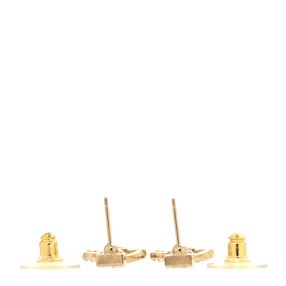 Chanel Metal Crystal Baguette CC Chain Drop Earrings Gold 3 of 5